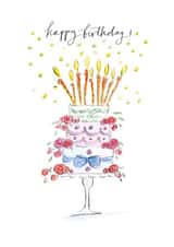 Classic Birthday Card - Wonky Birthday Cake - Calligraphy created by Gabrielle Solly Illustration
