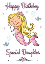 Cute mermaid birthday card for a special Daughter created by Rachel Elizabeth Designs