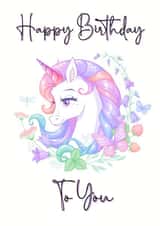 Elegant unicorn birthday card created by Rachel Elizabeth Designs