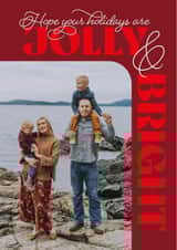 Personalised Christmas Photo Card created by Owl and Toad - Classic Christmas Card - Modern Typography - Jolly And Bright