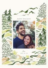 Personalised Christmas Photo Card created by Vivian Yiwing - Arty Christmas Card - All Of Us - Evergreen Mountains