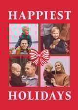 Personalised Christmas Photo Card created by Vivian Yiwing - Classic Christmas Card - Happiest Holidays - Red Bow