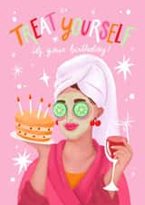 Cute Birthday Card - Treat Yourself - Pamper created by Aniet Illustration