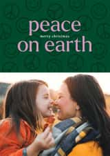 Personalised Christmas Photo Card created by Shari Margolin Design - Cute Christmas Card - Peace On Earth - Smiley Faces