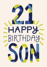 Classic Birthday Card - 21st - Son created by Christine Cuddihy Illustration