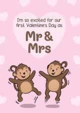 Cute Valentine's Card - 1st - Mr And Mrs - Monkeys created by Bev O'Connor || @oconnordesign