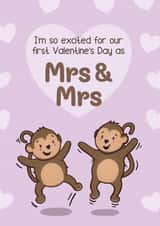 Cute Valentine's Card - 1st - Mrs And Mrs - Monkeys created by Bev O'Connor || @oconnordesign