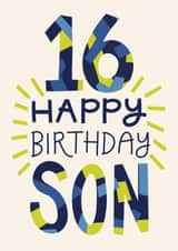 Classic Birthday Card - 16th - Son created by Christine Cuddihy Illustration