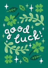 Good Luck! Cute 4 leaf clover card! For Exams, New Job, Leaving, Driving Test created by Josie Gledhill