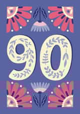 90th Birthday Card - Gorgeous colourful design for a special milestone birthday! created by Josie Gledhill