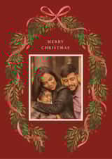 Personalised Christmas Photo Card created by Vivian Yiwing - Classic Christmas Card - Festive Bow Garland