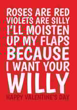 Rude Valentine's Card - For Him - I Want Your Willy created by @Cupsie's Creations