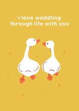 Cute Anniversary Card/Valentine's Day Card - Ducks Walking Together created by Zove Ahh