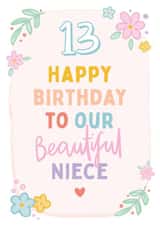 Cute 13th Birthday Card - For Niece - Flowers created by Macie Dot Doodles