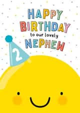 Cute 2nd Birthday Card - For Nephew - Happy Face created by Macie Dot Doodles