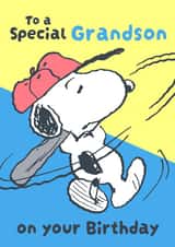 Special Grandson Birthday Card – Snoopy Baseball Fun created by Danilo