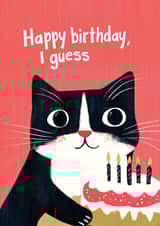 Cute Birthday Card - Cat - Happy Birthday, I Guess created by Koro Cinco
