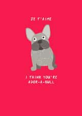 Cute Valentine's Day/Anniversary Card - Je T'aime - Dog created by The Boy and the Bear