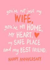 Cute Anniversary Card - For Wife - Safe Place created by Sweetlove Press