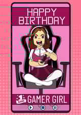 Cute Birthday Card - For Her - Gamer Girl created by Designs By Andy