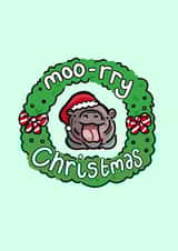 Merry Christmas from Moo Deng - Moo-rry Christmas! Cute Chibi Illustration Xmas created by Hana Khan