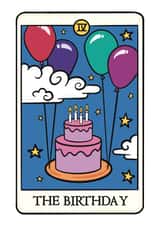 Cute Birthday Card - Tarot Card - Cake & Balloons created by The Unironic Geek