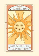 Arty Birthday Card - Another Trip Around the Sun - Tarot Card created by Rebekah Klimuck