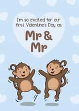 Cute Valentine's Day Card - 1st - Mr And Mr - Monkeys created by Bev O'Connor || @oconnordesign
