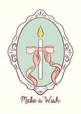 Birthday Candle Card Cute Delicate Sweet Coquette Pink Bow, Make a Wish for Her created by Rebekah Klimuck