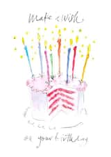 Traditional Birthday Card - Cake With Twinkling Candles - Make A Birthday Wish created by Gabrielle Solly Illustration
