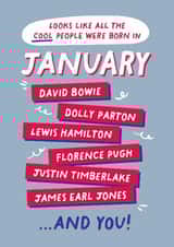 Fun Birthday Card - January Birthday - Cool People created by PaperPaper