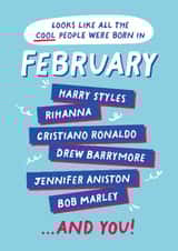 Fun Birthday Card - February Birthday - Cool People created by PaperPaper