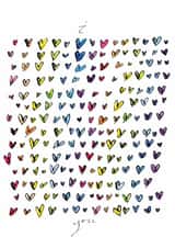 Arty Anniversary/Valentine's Day Card - Rainbow Hearts - Calligraphy created by Gabrielle Solly Illustration