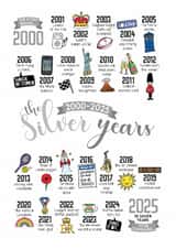 Cute Anniversary Card - 25th Silver Wedding - Life Events created by Eskimo Kiss Designs