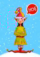 Funny Elf Christmas Card Hoe Perfect for Friends, Family, Partner created by Nancy's Gallery