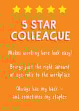 Funny Thank You Card - For Colleague - 5 Star Rating created by Sunny side Studios