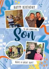 Personalised Birthday Photo Card created by Little Mono - Classic Birthday Card - Amazing Son - Multi Photo Card