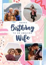 Personalised Birthday Photo Card created by Little Mono - Classic Birthday Card - Amazing Wife - Multi Photo Card