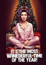 Funny Christmas Card - Wine - Most Wonderful Time created by I Draw Stuff 