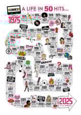 Cute 50th Birthday Card - 1975 - Music Hits created by Eskimo Kiss Designs