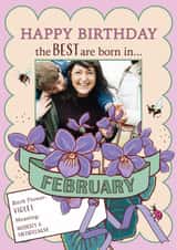 Personalised Photo Card created by Angie Spurgeon - Classic Birth Flower Card for a February Birthday