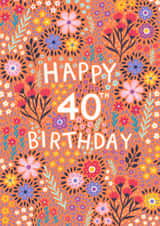 Pretty Birthday Card - 40th - Floral created by Pear Tree Press
