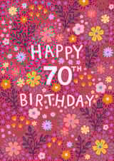 Pretty Birthday Card - 70th - Floral created by Pear Tree Press