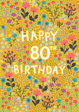 Pretty Birthday Card - 80th - Floral created by Pear Tree Press