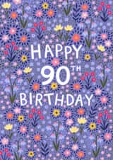Pretty Birthday Card - 90th - Floral created by Pear Tree Press