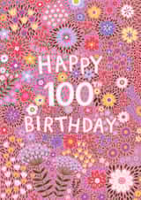 Pretty Birthday Card - 100th - Floral created by Pear Tree Press