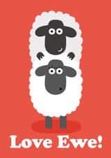 Rude Valentines Card - Love Ewe Sheep Pun - Funny Anniversary Card created by Studio Boketto