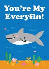 Cute Valentines Card - You're My Everyfin - Shark Pun Anniversary Card created by Studio Boketto