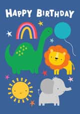 Cute Birthday Card - Party Animals created by Fox and Bird Studio