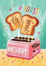 Cute Birthday Card - A Birthday Toast created by Aniet Illustration